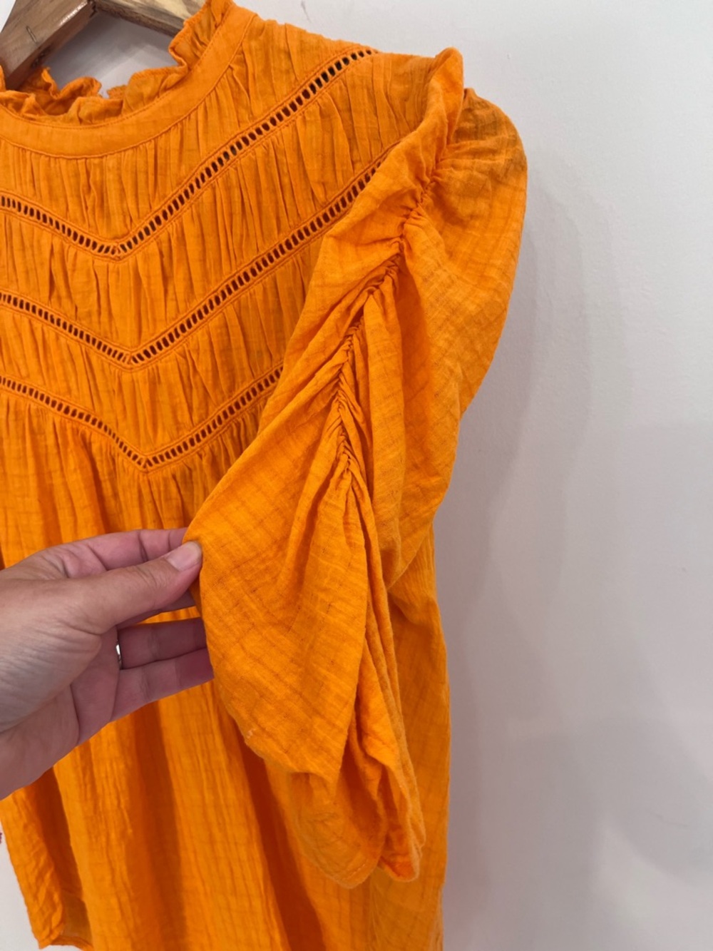 Veronica Beard Frasier Blouse Womens Size 4 Victorian Romantic Orange Cotton - Picture 8 of 11